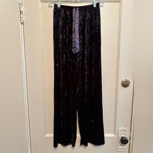 Dark Violet Lights Off Velvet Pajama Pants, Size M